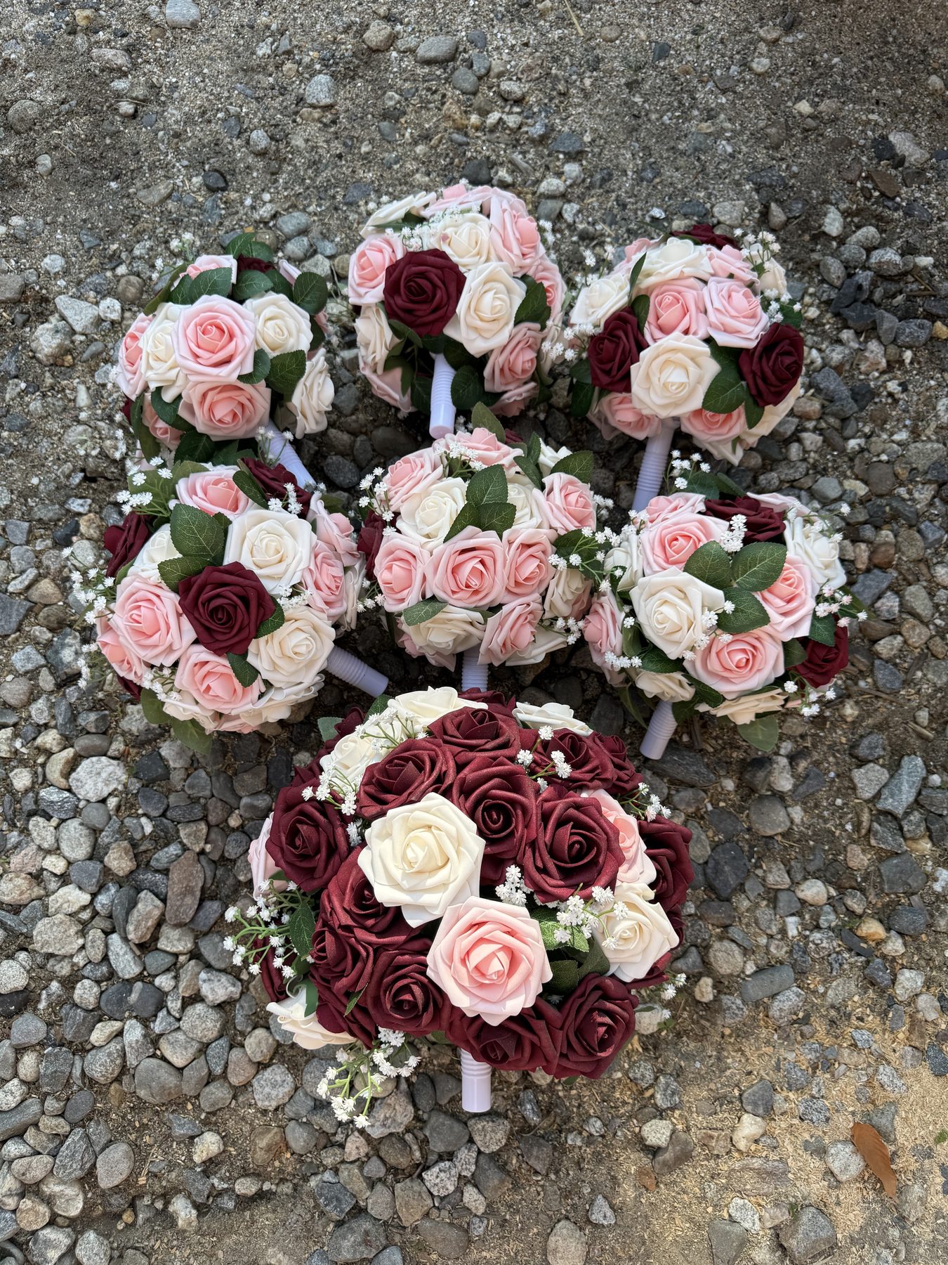 Bridal bouquets on the morning of the wedding